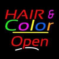 Hair And Color Open Yellow Line Neon Skilt