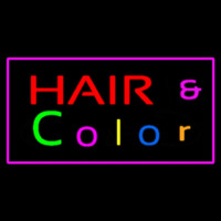 Hair And Color With Pink Border Neon Skilt