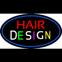 Hair Design With Blue Border Neon Skilt