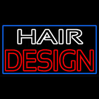 Hair Design With Blue Border Neon Skilt