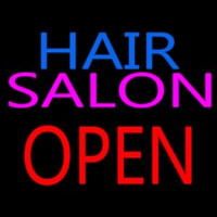 Hair Salon Block Open Neon Skilt