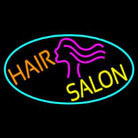 Hair Salon With Girl Logo Neon Skilt