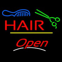 Hair Scissors Comb Open Yellow Line Neon Skilt