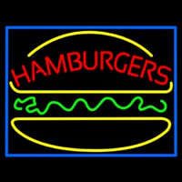 Hamburgers Logo With Border Neon Skilt