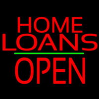 Home Loans Block Open Green Line Neon Skilt