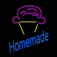 Homemade With Ice Cream Cone Logo Neon Skilt