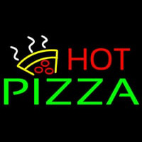 Hot Pizza With Logo Neon Skilt