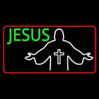 Jesus Christian Cross With Border Neon Skilt