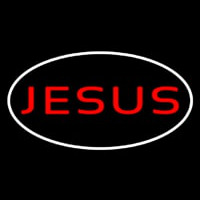 Jesus White Border Neon Skilt