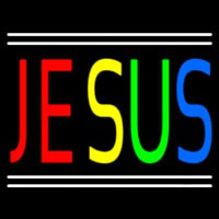 Jesus With Line Neon Skilt