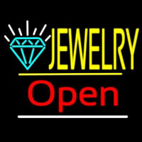 Jewelry Logo Open Yellow Line Neon Skilt