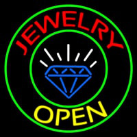 Jewelry Open Blue Logo Neon Skilt