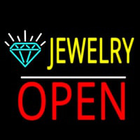 Jewelry Open White Line Neon Skilt