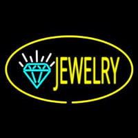 Jewelry Oval Yellow Neon Skilt