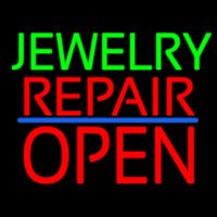 Jewelry Repair Block Open Blue Line Neon Skilt