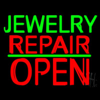 Jewelry Repair Block Open Green Line Neon Skilt