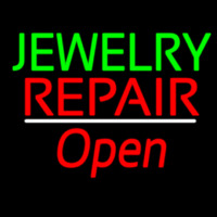 Jewelry Repair Open White Line Neon Skilt