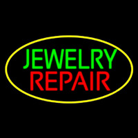 Jewelry Repair Oval Yellow Neon Skilt