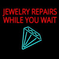 Jewelry Repairs While You Wait Logo Neon Skilt