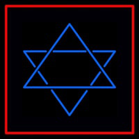 Judaism Star Of David Red Border Neon Skilt