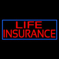 Life Insurance Block Blue Border Neon Skilt