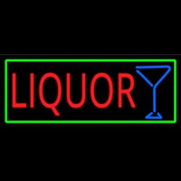 Liquor And Martini Glass With Green Border Neon Skilt