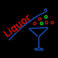 Liquor With Martini Glass Neon Skilt