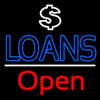 Loans With Dollar Logo Open Neon Skilt