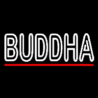 Lord Buddha With Red Line Neon Skilt