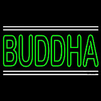 Lord Buddha With White Line Neon Skilt