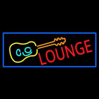 Lounge And Guitar With Blue Border Neon Skilt