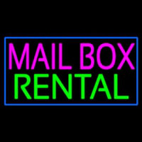 Mailbo  Rental Blue Rectangle Neon Skilt