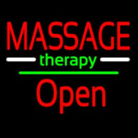 Massage Therapy Open White Line Neon Skilt