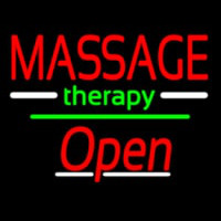 Massage Therapy Open Yellow Line Neon Skilt