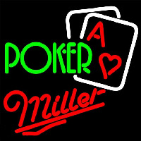 Miller Green Poker Beer Sign Neon Skilt