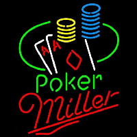 Miller Poker Ace Coin Table Beer Sign Neon Skilt