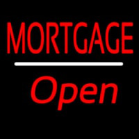 Mortgage Open White Line Neon Skilt