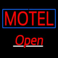 Motel With Blue Border Open Neon Skilt