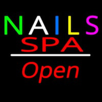 Multi Colored Nails Spa Open White Line Neon Skilt