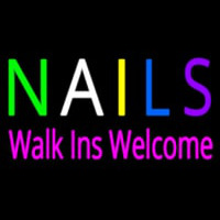 Multi Colored Nails Walk Ins Welcome Neon Skilt