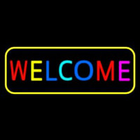 Multi Colored Welcome Bar With Yellow Border Neon Skilt