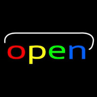 Multicolor Open With White Border Neon Skilt