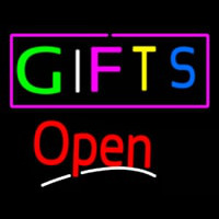 Multicolored Gifts Open Neon Skilt