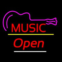 Music Logo Open Yellow Line Neon Skilt