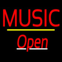 Music Open Yellow Line Neon Skilt