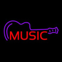 Music With Guitar Neon Skilt