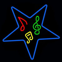 Musical Notes In Star Neon Skilt