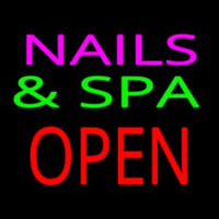 Nails And Spa Block Open Green Line Neon Skilt