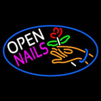 Nails Open Logo Neon Skilt