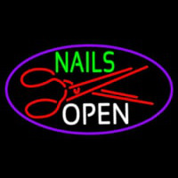 Nails Open With Scissors Neon Skilt